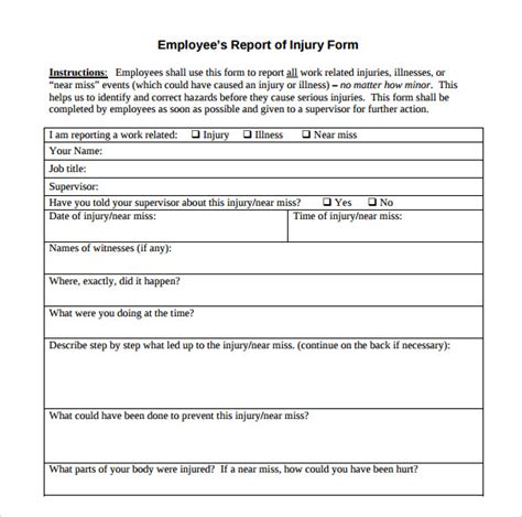 Accident Report Template For Workplace