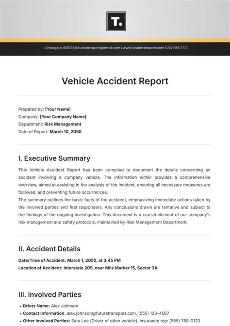 Accident Report Template Free