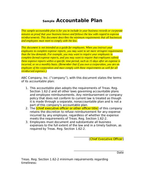 Accountability Plan Template