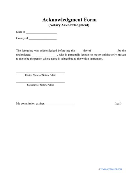 Acknowledgment Form Template