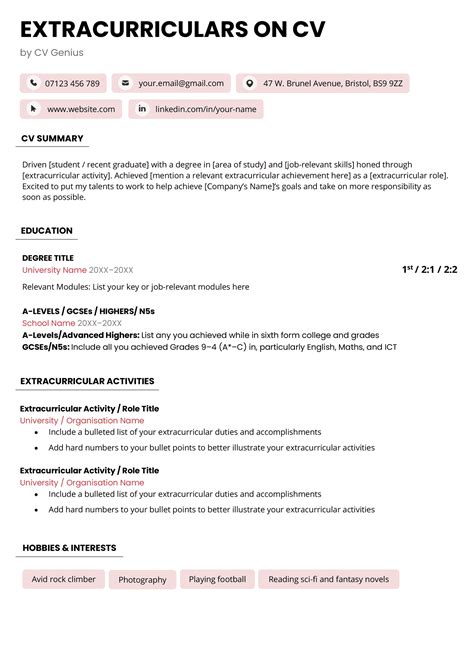 Activities Resume Template
