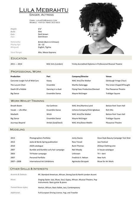 Actor Resume Template Word