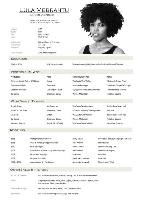 Actors Resume Template Free