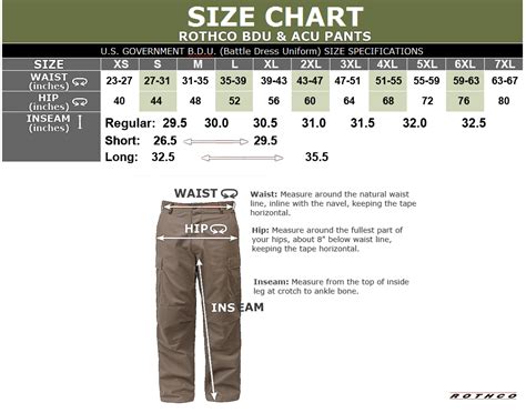 Acu Uniform Size Chart