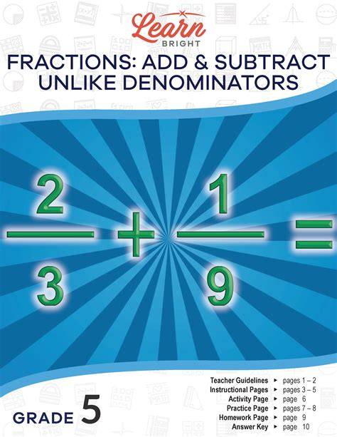 Adding And Subtracting Fractions With Unlike Denominators Games Printable