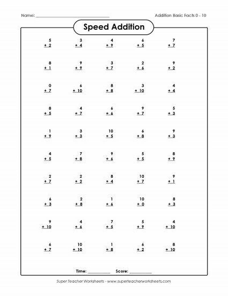 Addition Speed Test Printable