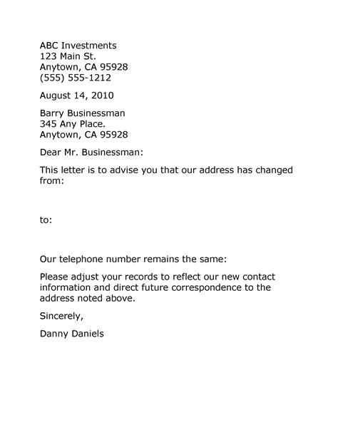 Address Change Template Letter