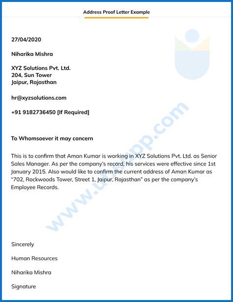 New letter of format kyc 193