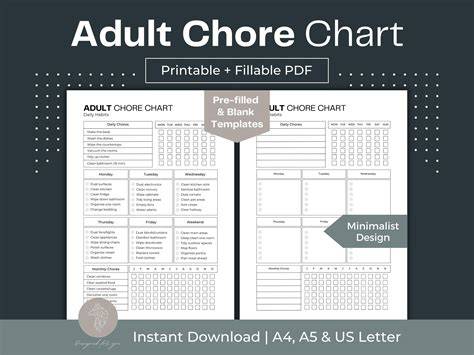 Adhd Chore Chart Adults Printable