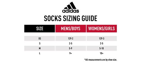 Adidas Size Chart Socks
