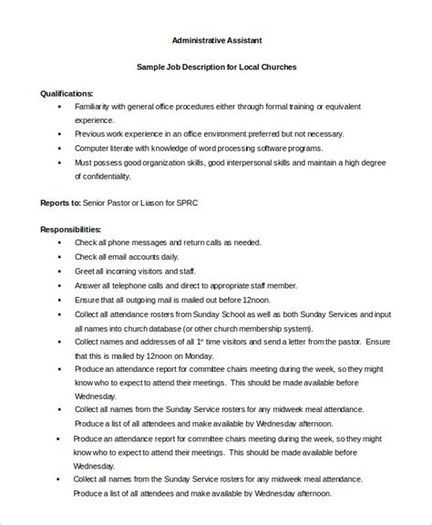 Admin Assistant Job Description Template