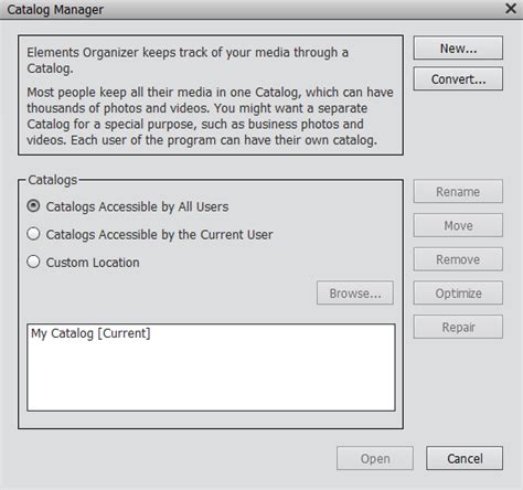Adobe Elements Organizer Catalog Location