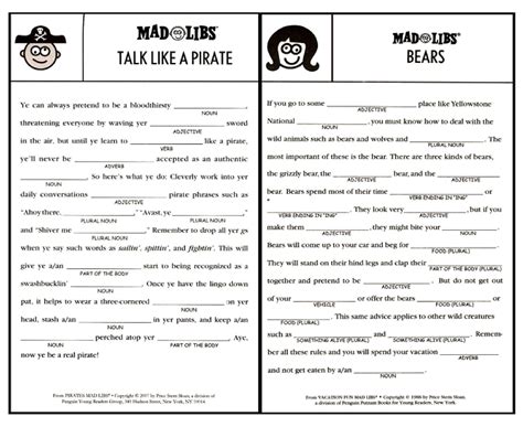 Adult Mad Libs Printable