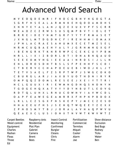 Advanced Word Search Printable