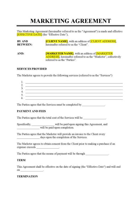 Advertising Contract Template Word