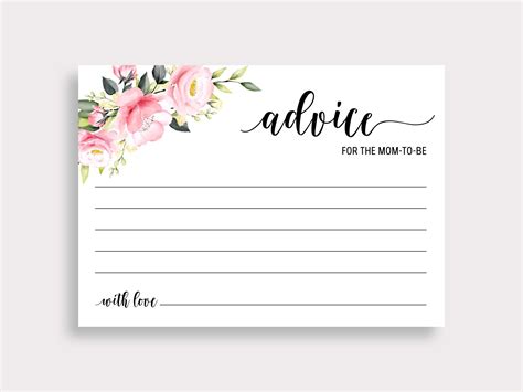 Advice For Mom To Be Cards Printable