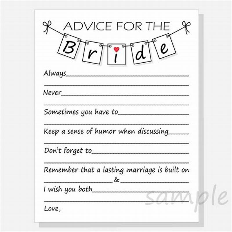 Advice For The Bride Free Printable