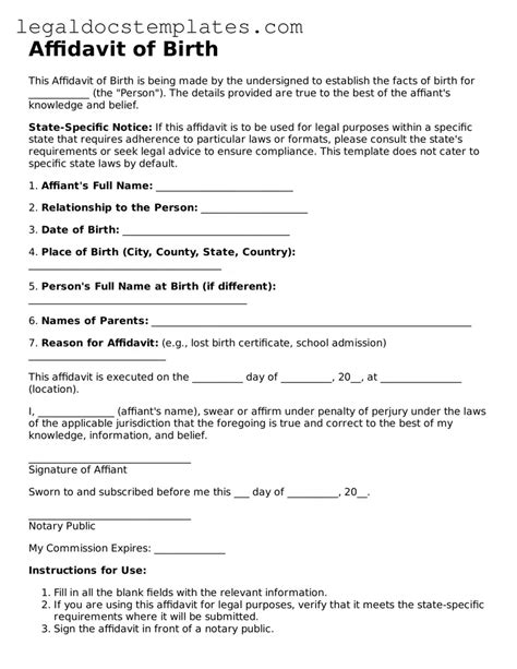 Affidavit Of Birth Template