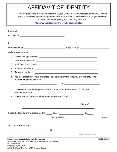 Affidavit Of Identity Template