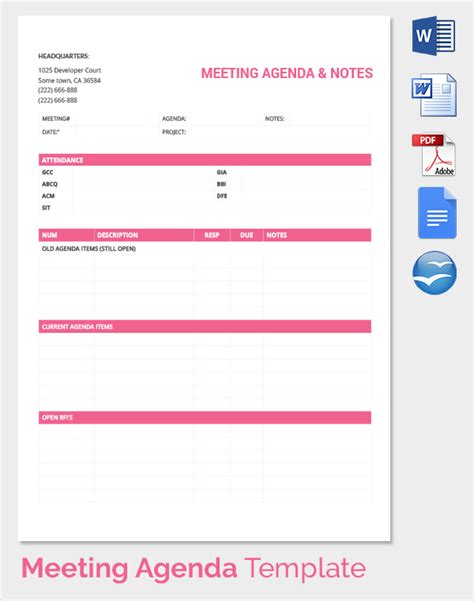 Agenda Notes Template