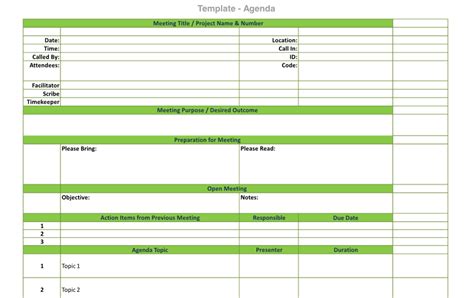 Agenda Template With Action Items