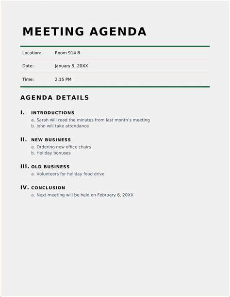 Agenda Word Template