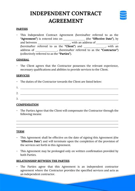 Agreement Contract Template Free Download