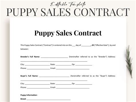 Agreement Printable Puppy Contract