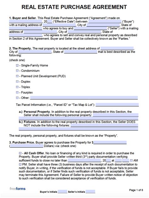 Agreement To Purchase Real Estate Template