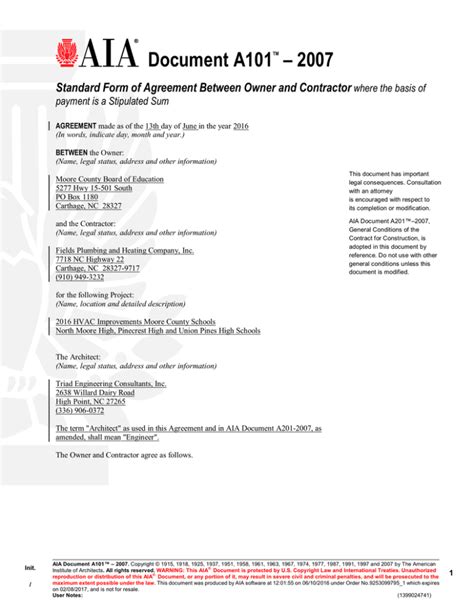 Aia Contract Template