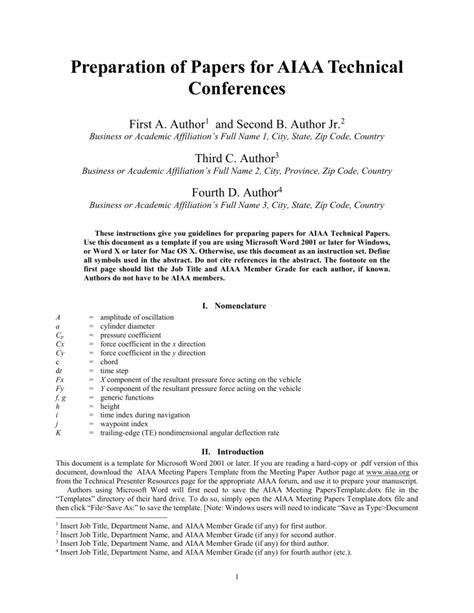 Aiaa Paper Template