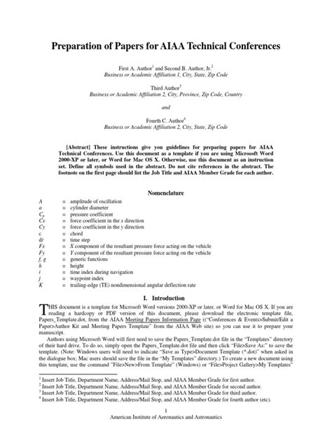 Aiaa Report Template