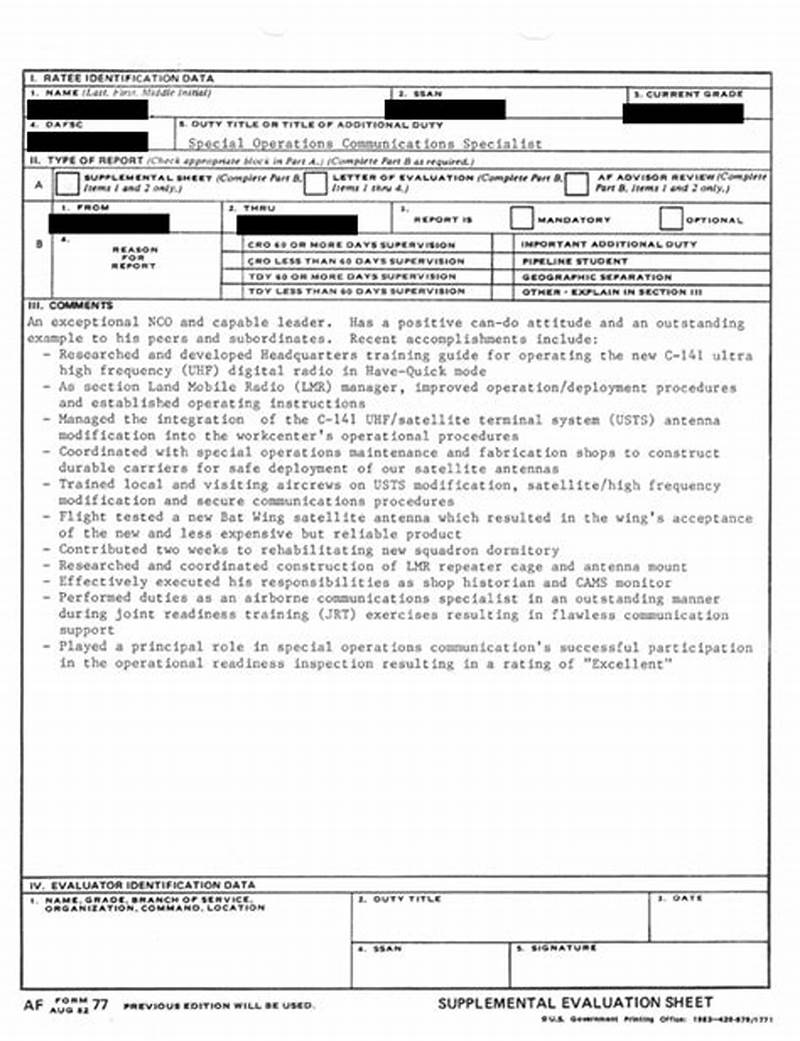 Air Force Form 1206 Example