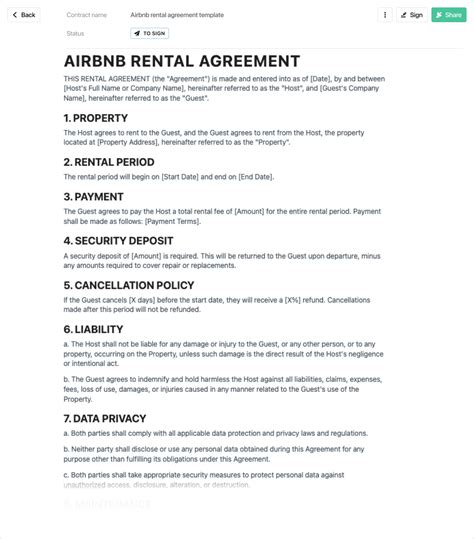 Airbnb Contract Template