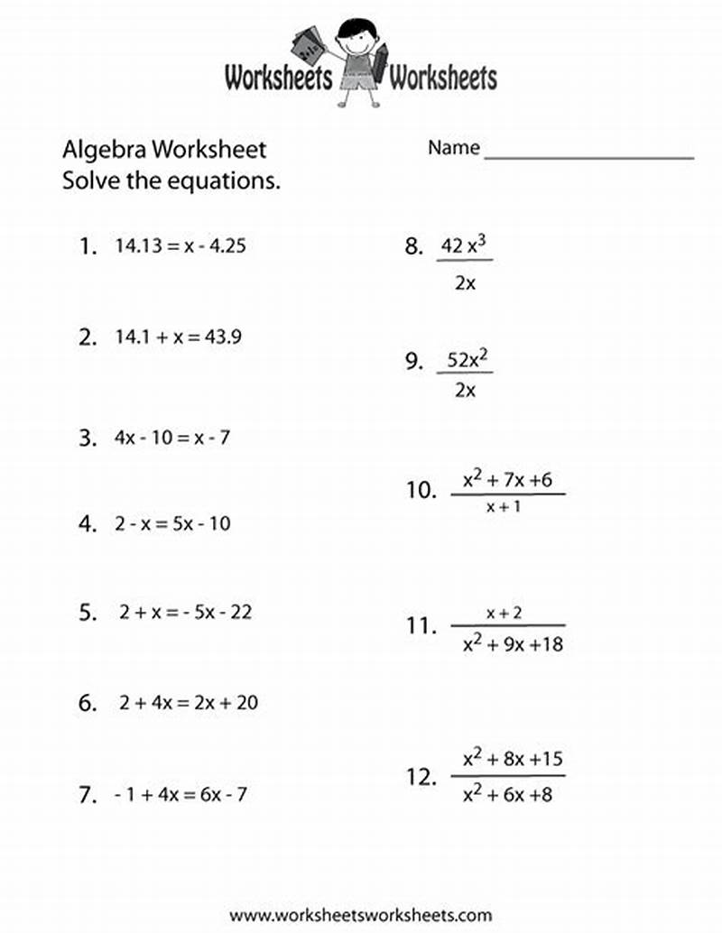 Algebra Problems Printable