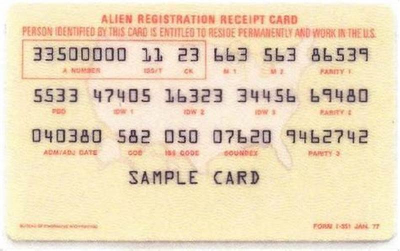 Alien Registration Receipt Card Form I 551