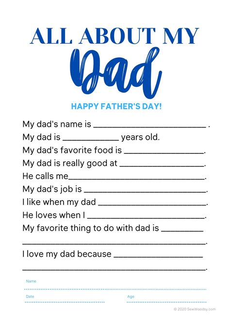 All About Dad Printable
