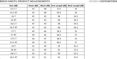 American Tall Size Chart