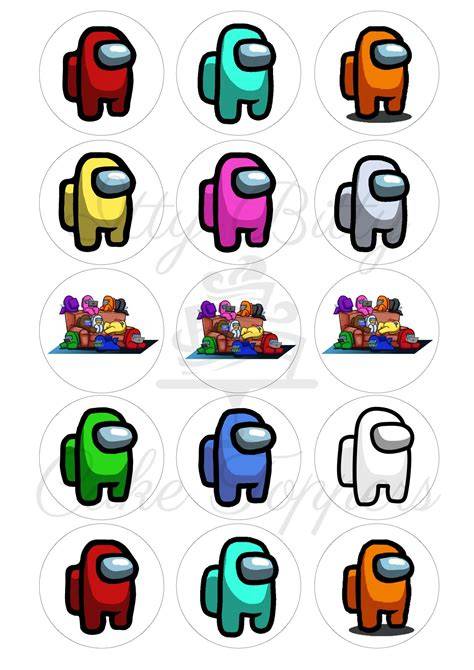 Among Us Cupcake Toppers Free Printable