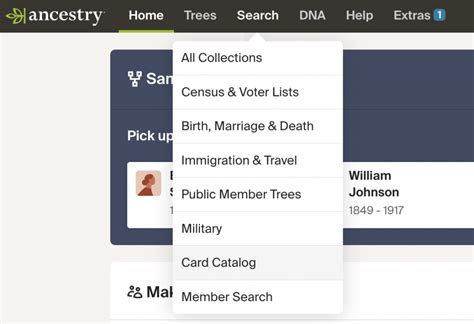 Ancestry.com Card Catalog