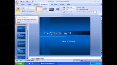 Animations on Slide PowerPoint 2007