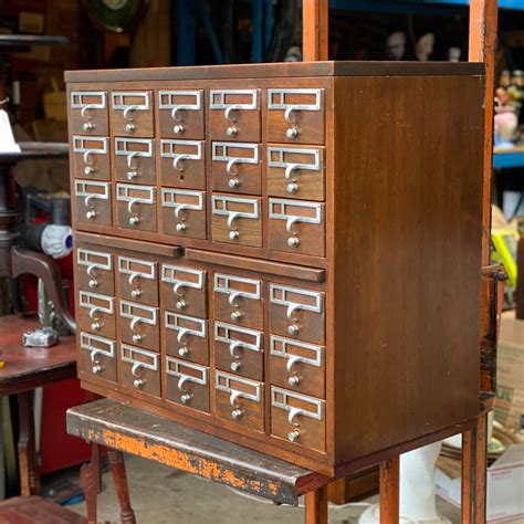 Antique Library Card Catalog Cabinet