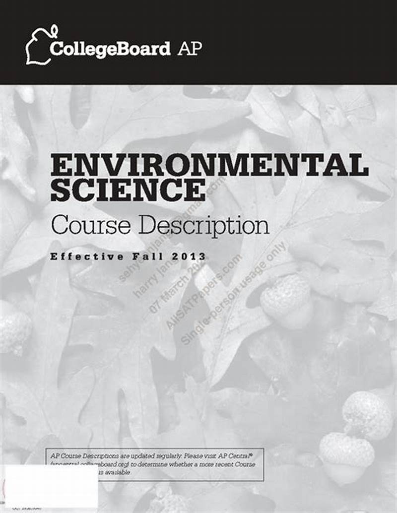 Ap Environmental Science Course Description Course Catalog