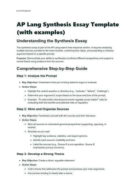 Ap Language And Composition Synthesis Essay Template
