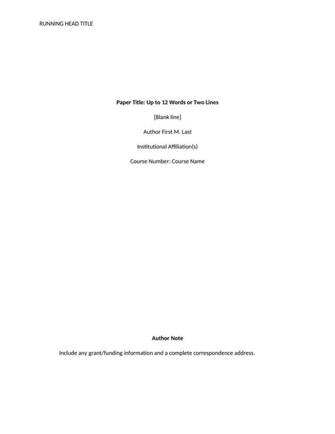 Apa Paper Format Template Word