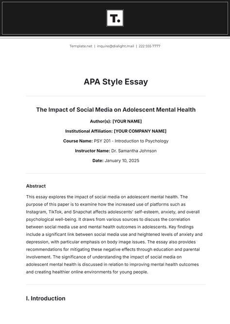 Apa Style Essay Template