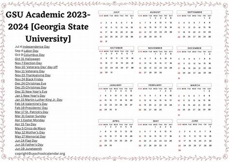 App State Spring Calendar