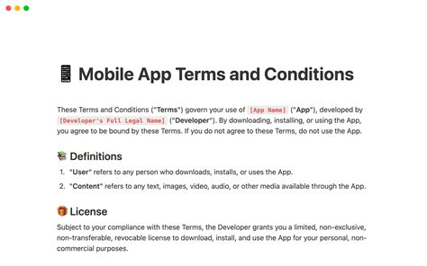 App Terms And Conditions Template