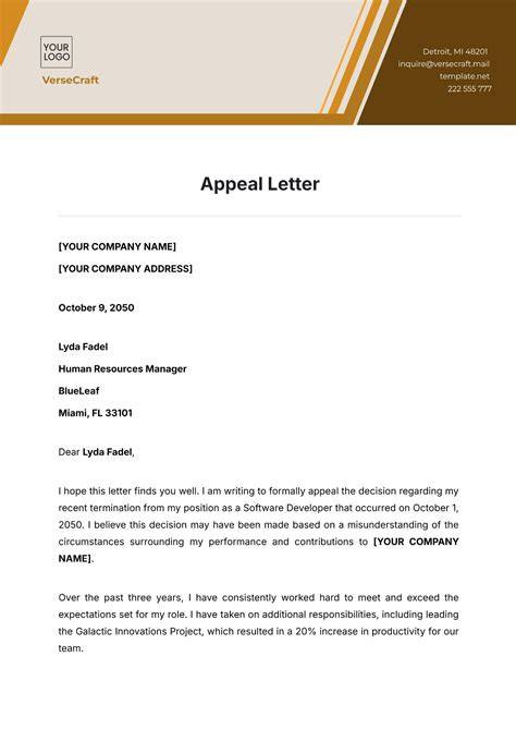 Appeal Letter Template