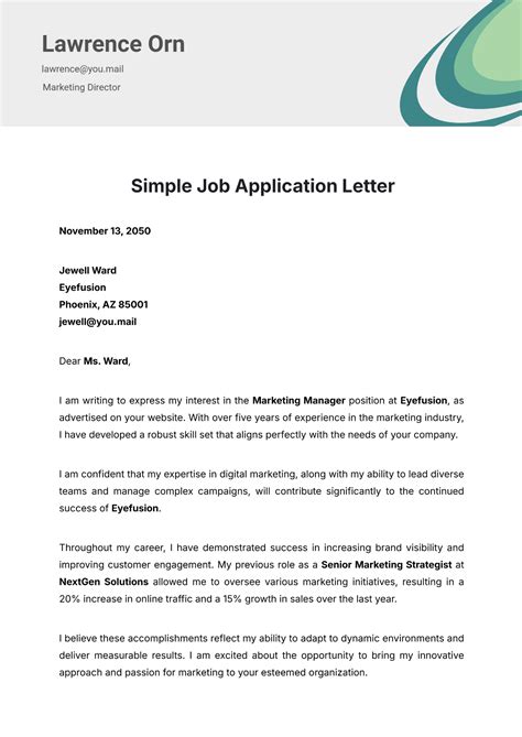 Application For A Job Template